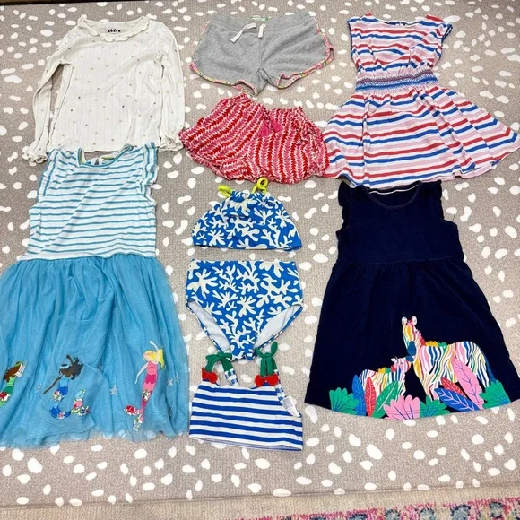 Lot of 9 Mini Boden girls dress embroidered applique shorts tee swimsuit set - Picture 3 of 15